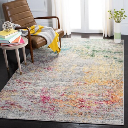 Safavieh Madison Power Loomed Square Area RugGrey & Gold 5 x 5 ft. MAD440F-5SQ